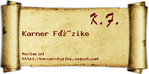 Karner Füzike névjegykártya